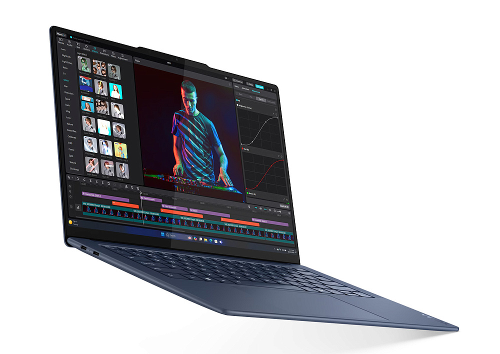 Ноутбук Lenovo Yoga Slim 7x 14Q8X9 83ED0049RK Cosmic Blue, 14,5" 3K (2944x1840) OLED, Snapdragon X Elite X1E-78-100, Qualcomm SD X Adreno X1-85, 32GB LPDDR5x-8448, 1 TB SSD PCIe GEN4, WINDOWS 11 HOME, КЛАВИАТУРА RU/US, гарантия 1 год, фото 2