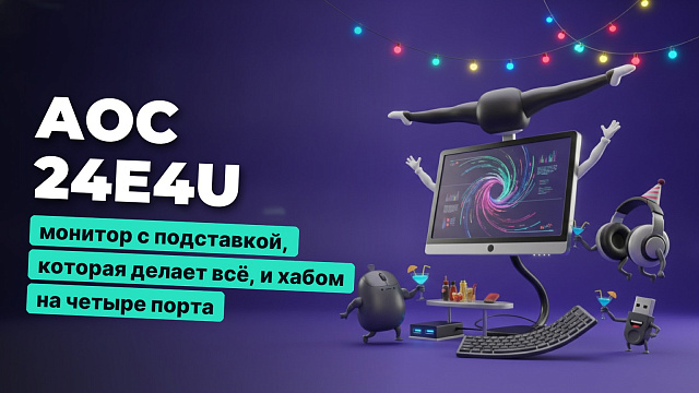 AOC 24E4U: монитор с подставкой, которая делает всё, и хабом на четыре порта