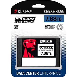 Твердотельный накопитель Kingston SSD DC600M, 7680GB, 2.5" 7mm, SATA3, 3D TLC, R/W 560/530MB/s, IOPs 94 000/34 000, TBW 14016, DWPD 1 (12 мес) (Kingston SEDC600M/7680G)