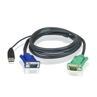 KVM-кабель ATEN 2L-5205U, VGA и USB A — SPHD15, 5 м, чёрный