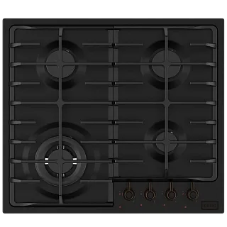 Варочная панель Korting Calabria HG 674 CTCN, газовая, 60 см, 4 конфорки, WOK, матовая чёрная, медь
