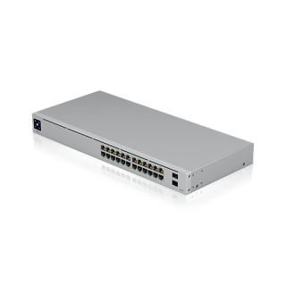 Коммутатор Ubiquiti USW-24-POE управляемый, 24 порта, 16 с PoE+, бюджет 95 Вт, 2 SFP