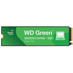 SSD WD Green SN3000, 500ГБ, M.2 (22x80мм), NVMe, PCIe 4.0 x4, QLC, R/W 5000/4100МБ/с, TBW 100, DWPD 0.2, WDS500G4G0E