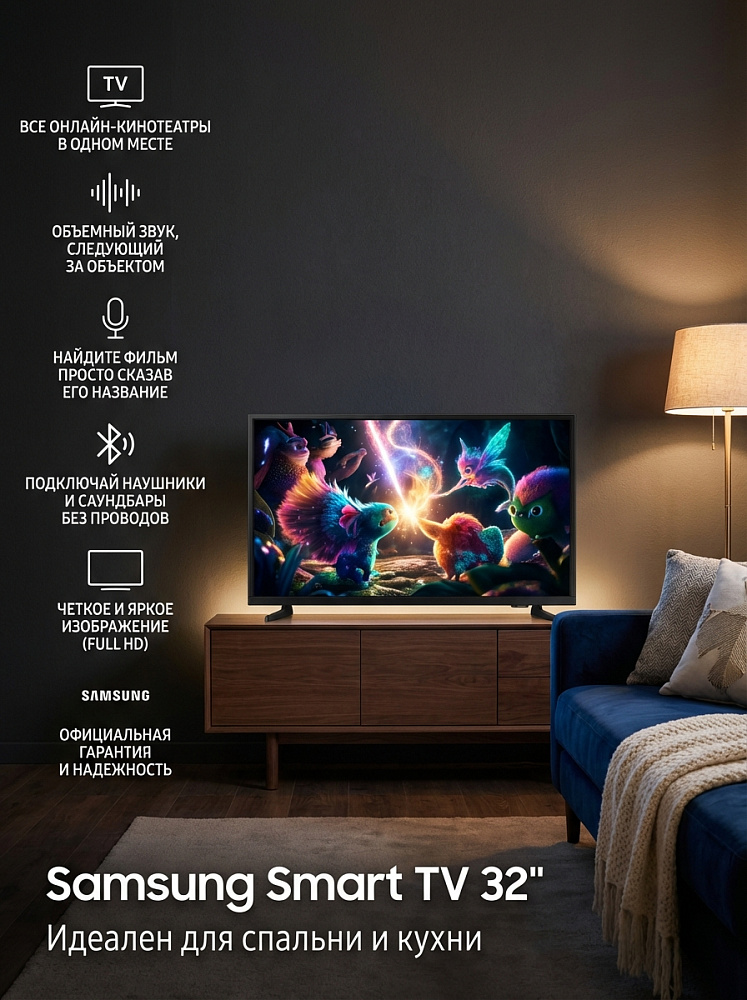 Телевизор Samsung UE32F6000FUXRU, 32 дюйма, FHD, LED, 60 Гц, Smart TV, звук 10 Вт, фото 4