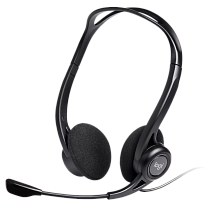 Гарнитура Logitech PC 960 Stereo, проводное подключение, USB Type-A, накладные, чёрный, микрофон встроенный
