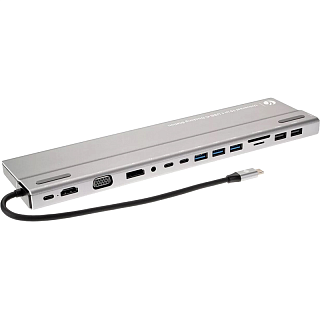 Адаптер Vcom TypeC → 3*USB3.0+2*USB2.0+ +RJ45+SD+TF+AUD+HDMI+DP+2*USB3.1 Data+PDCU4703, USB 3.1 Type-C (m)