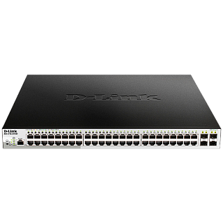 Коммутатор D-Link DGS-1210-52P/ME управляемый L2, 48 портов PoE 1 Гбит/с, 4 SFP, 193 Вт