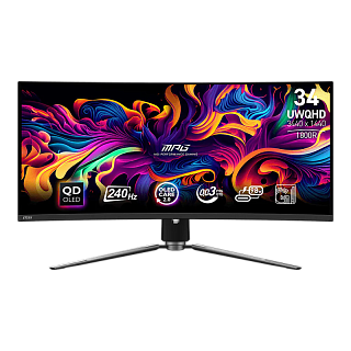 Монитор MPG 341CQPX QD-OLED 34.18", 3440 x 1440, QD-OLED, 178x178, 240Hz, 0.03ms, 2xHDMI, DP, 3xUSB, 1xType-C c PD, LTS 100x100VESA, 1y