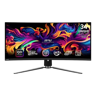 Монитор MSI MPG 341CQPX QD-OLED, 18 дюймов, 3440x1440, 240 Гц, чёрный, формат 21:9, VESA 100x100
