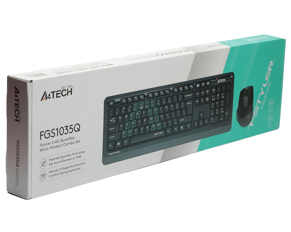 Комплект клавиатура и мышь A4Tech + Fstyler FGS1035Q, беспроводное подключение, чёрный, фото 4