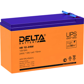 Батарея для ИБП Delta HR 12-24 W, 12 В, 6 А·ч, клеммы F2 (под клемму 250), срок службы 8 лет