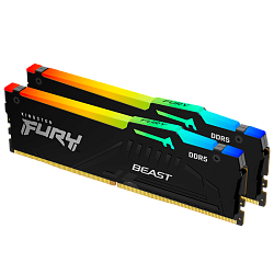 Оперативная память Kingston 16GB 5200MT/s DDR5 CL40 DIMM (Kit of 2) FURY Beast RGB XMP (Kingston KF552C40BBAK2-16)