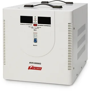 Стабилизатор напряжения Powerman AVS 8000D ступенчатый, 8000 ВА / 5600 Вт, клеммы, напольный