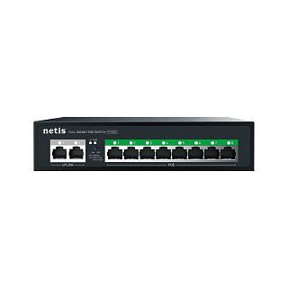 PoE-коммутатор Netis P110GC неуправляемый, 10 портов 1 Гбит/с, 8 портов PoE+, 100 Вт