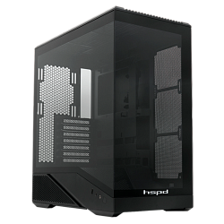 Корпус для ПК HSPD F711 Panoramic Full Tower, чёрный, ATX/mATX/mITX, USB‑A 3.0, USB‑C