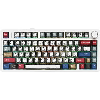 Клавиатура AULA F75 Comic Keycap Reaper, USB-A, Bluetooth, радиоканал, механические, белый, подсветка