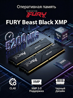 Оперативная память Kingston FURY Beast KF552C40BBK2-16