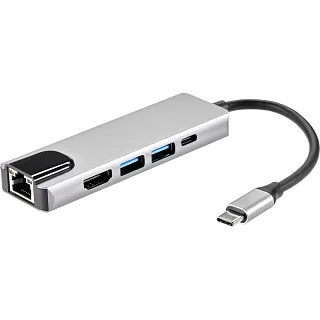 Адаптер iOpen ACU435M USB Type-C → HDMI 4K 30 Гц, RJ-45, 2 × USB 3.0, порт PD