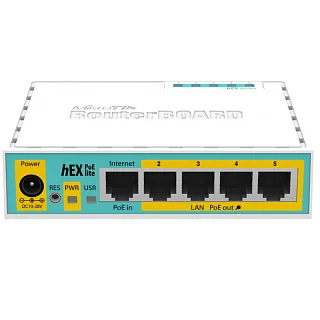 Маршрутизатор MikroTik hEX PoE lite RB750UPr2, 5 портов, PoE-выход на 4 порта, USB 2.0
