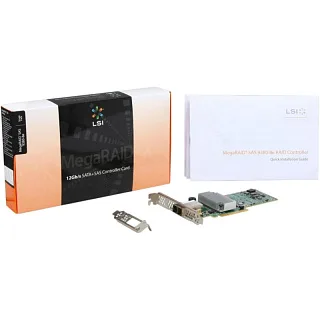 RAID-контроллер LSI MegaRAID SAS 9380-8e, PCIe 3.0 x8, 8 внешних портов SAS/SATA 12 Гбит/с, кэш 1 ГБ