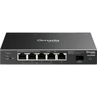 Коммутатор TP-Link Omada SG2206MP управляемый, 6 портов: 5 RJ-45 1 Гбит/с, 4 из них PoE+, 1 SFP, бюджет 63 Вт