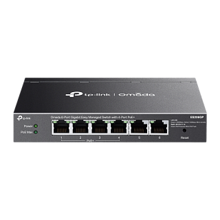 Коммутатор TP-Link Omada ES206GP с упрощённым управлением, 6 портов 1 Гбит/с, 4 порта PoE+