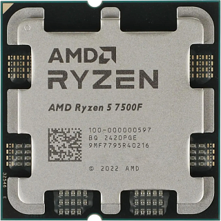 Процессор CPU AM5 AMD Ryzen 5 7500F (6C/12T, 3.7/5 GHz, 32MB, 65W) OEM