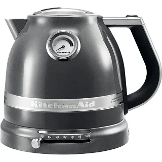 Электрочайник KitchenAid Artisan 5KEK1522EMS, 1,5 л, 2400 Вт, регулировка температуры, серебряный медальон
