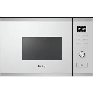 Встраиваемая микроволновая печь Korting KMI 820 GSCW, 20 л, 800 Вт, гриль, белое стекло