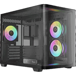 Корпус ПК Ocypus Iota C50 Curve BK ARGB, Mini‑Tower, чёрный, 3×120 мм ARGB, 2×USB‑A 3.0 + USB‑C, mATX/mITX