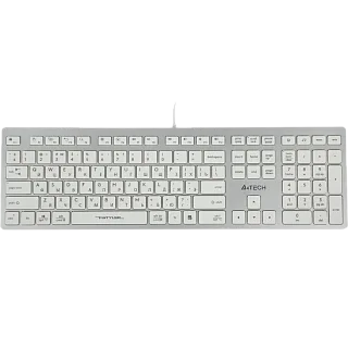 Клавиатура A4Tech FX50 USB slim Multimedia, проводное подключение, USB-A, белый, раскладка RU/US