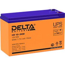 Батарея для ИБП Delta HR 12-34 W, 12 В, 9 А·ч, клеммы F2 (под клемму 250), срок службы 8 лет