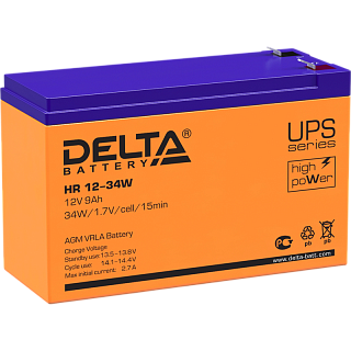 Батарея для ИБП Delta HR 12-34 W, 12 В, 9 А·ч, клеммы F2 (под клемму 250), срок службы 8 лет