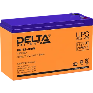 Батарея для ИБП Delta HR 12-34 W, 12 В, 9 А·ч, клеммы F2 (под клемму 250), срок службы 8 лет
