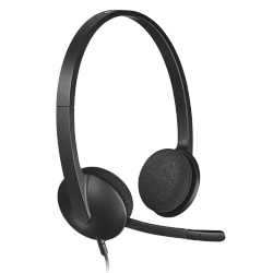 Гарнитура Logitech H340 USB, проводное подключение, USB Type-A, накладные, чёрный, микрофон встроенный, 981-000475
